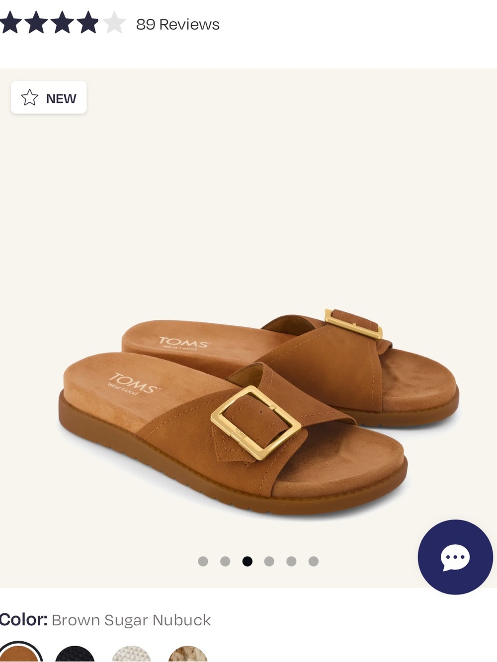 TOMS Marin Slide Sandal — Brown with Gold Buckle